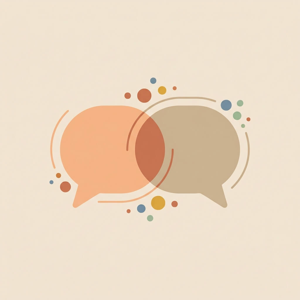 Illustration of two overlapping speech bubbles representing a new conversation